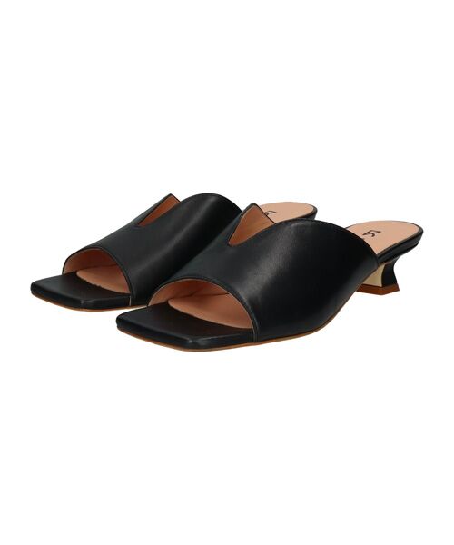 INTER-CHAUSSURES / インター ショシュール サンダル | 【FABIO RUSCONI】センタースリットミュールサンダル（ブラック）