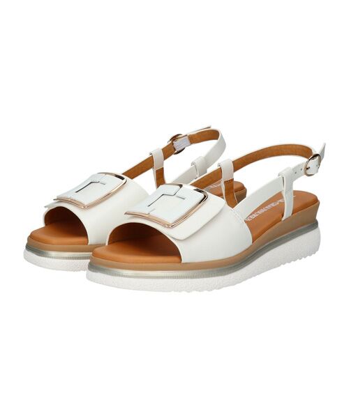 INTER-CHAUSSURES / インター ショシュール サンダル | 【INTER-CHAUSSURES】バックルウエッジバックバンドサンダル（ホワイト）