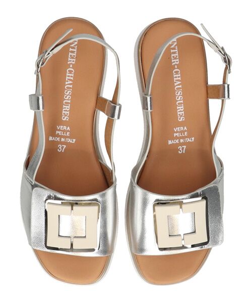 INTER-CHAUSSURES / インター ショシュール サンダル | 【INTER-CHAUSSURES】バックルウエッジバックバンドサンダル（シルバー）