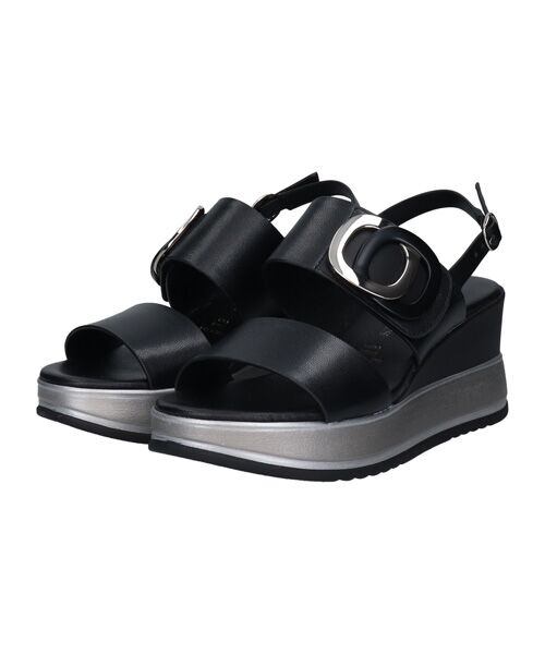 INTER-CHAUSSURES / インター ショシュール サンダル | 【INTER-CHAUSSURES】バックルウエッジサンダル | 詳細1