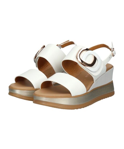INTER-CHAUSSURES / インター ショシュール サンダル | 【INTER-CHAUSSURES】バックルウエッジサンダル（ホワイト）