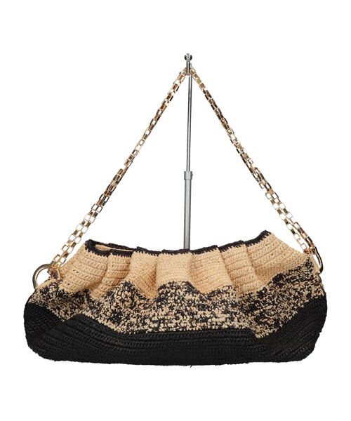 INTER-CHAUSSURES / インター ショシュール ショルダーバッグ | 【GOOD  PEOPLE】ラフィア チェーンショルダーバッグ（ブラックコンビ）