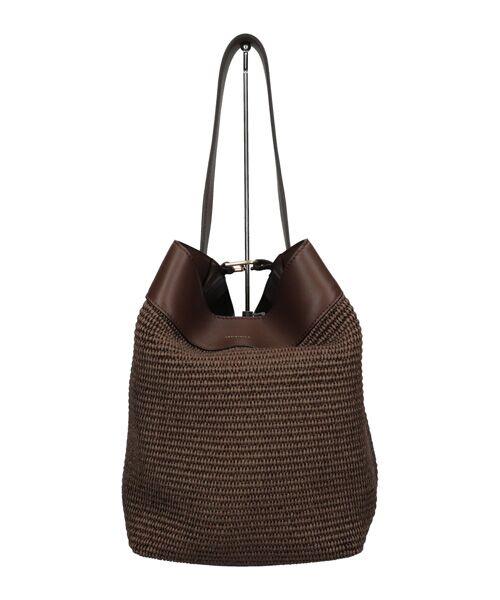 INTER-CHAUSSURES / インター ショシュール ショルダーバッグ | 【LORISTELLA】ワンハンドル異素材コンビネーション巾着バッグ（ダークブラウンコンビ）