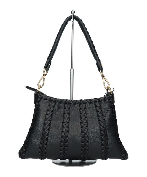 INTER-CHAUSSURES / インター ショシュール ショルダーバッグ | 【Miviu】ステッチライン ミディアム台形バッグ（ブラック）