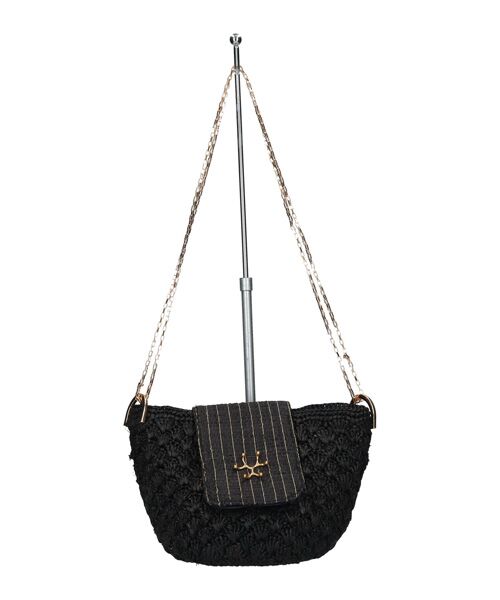 INTER-CHAUSSURES / インター ショシュール ハンドバッグ | 【GOOD  PEOPLE】ラフィア ミニハンドバッグ（ブラック）