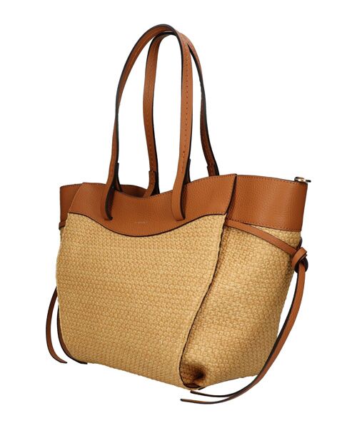 INTER-CHAUSSURES / インター ショシュール トートバッグ | 【LORISTELLA】ラフィア＆レザーコンビネーショントート | 詳細1