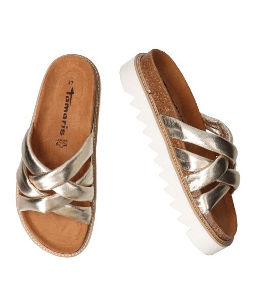 INTER-CHAUSSURES / インター ショシュール サンダル | 【Tamaris】チューブストラップフットベッドサンダル（ゴールド）