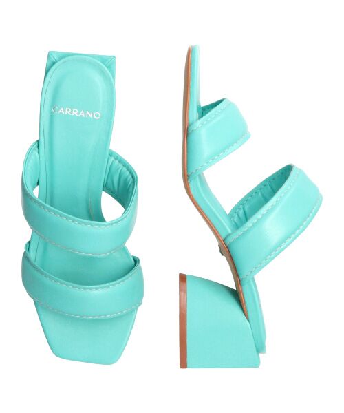 INTER-CHAUSSURES / インター ショシュール サンダル | 【CARRANO】ダブルストラップスクエアトゥサンダル（ブルー）