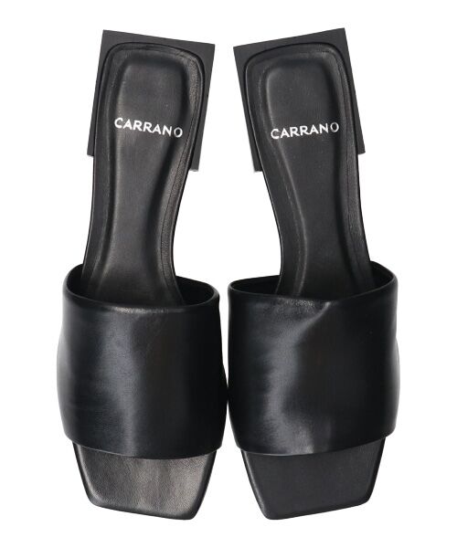 INTER-CHAUSSURES / インター ショシュール サンダル | 【CARRANO】スクエアトゥミュールサンダル（ブラック）