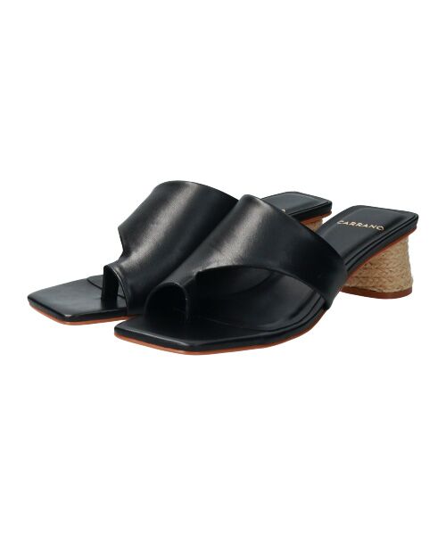 INTER-CHAUSSURES / インター ショシュール サンダル | 【CARRANO】スクエアトゥトングミュールサンダル（ブラック）