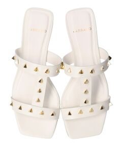 INTER-CHAUSSURES / インター ショシュール サンダル | 【CARRANO】スクエアトゥスタッズフラットサンダル