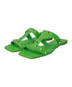 INTER-CHAUSSURES / インター ショシュール サンダル | 【CARRANO】スクエアトゥスタッズフラットサンダル