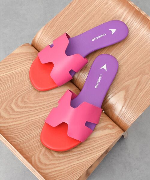 INTER-CHAUSSURES / インター ショシュール サンダル | 【CARRANO】フラットミュールサンダル（ピンクコンビ）
