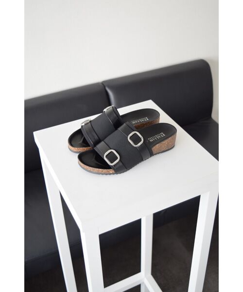 INTER-CHAUSSURES / インター ショシュール サンダル | 【ITALIAN SHOEMAKERS】ダブルベルトフットベッドサンダル（ブラックコンビ）