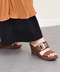 INTER-CHAUSSURES / インター ショシュール サンダル | 【ITALIAN SHOEMAKERS】スクエアメタルウェッジヒールミュール