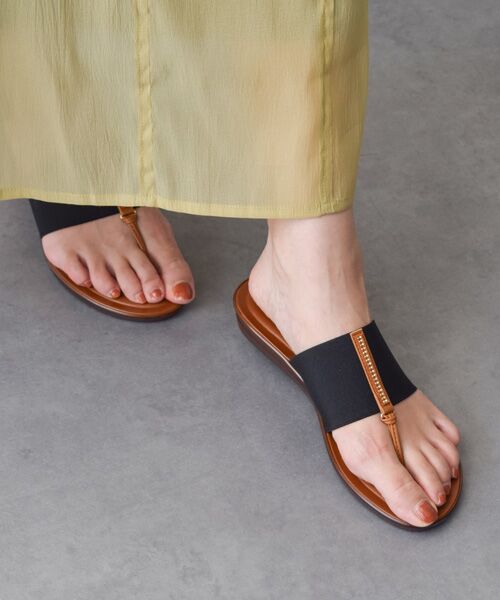 INTER-CHAUSSURES / インター ショシュール サンダル | 【ITALIAN SHOEMAKERS】センタービジューエラスティックサンダル（ブラック）