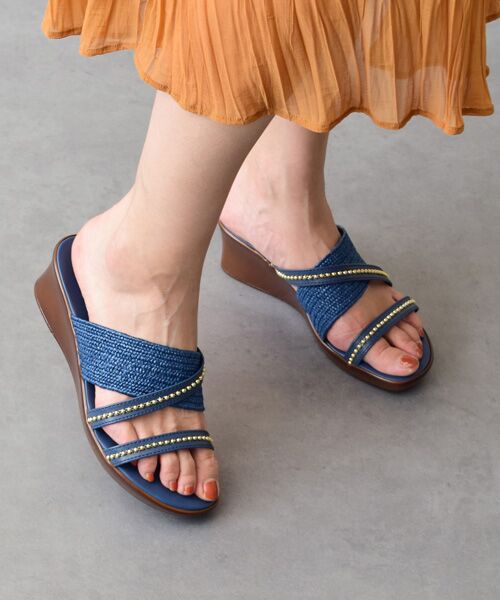 INTER-CHAUSSURES / インター ショシュール サンダル | 【ITALIAN SHOEMAKERS】ボールチェーンストラップミュールサンダル（ネイビー）