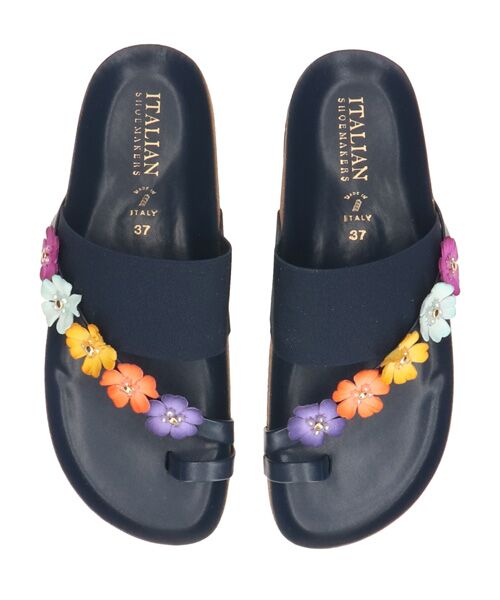 INTER-CHAUSSURES / インター ショシュール サンダル | 【ITALIAN SHOEMAKERS】フラワーストラップフットベッドサンダル（ネイビー）