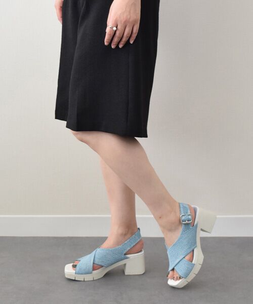 INTER-CHAUSSURES / インター ショシュール サンダル | 【bussola】ニットスリングバックヒールサンダル（ライトブルー雑材）