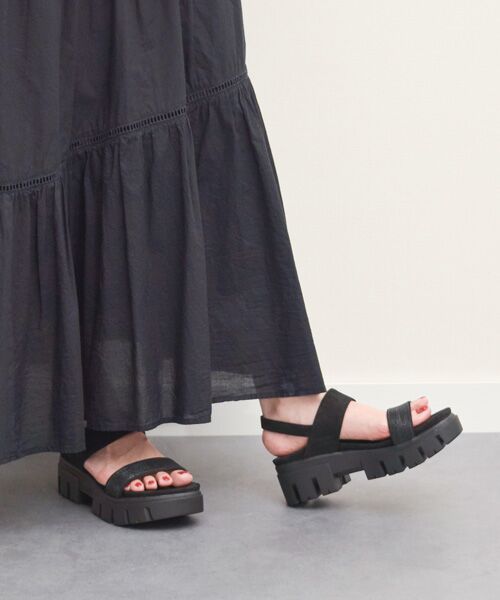 INTER-CHAUSSURES / インター ショシュール サンダル | 【bussola】厚底ボリュームソールダブルベルトサンダル（ブラックスウェード）
