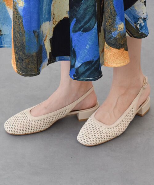 INTER-CHAUSSURES / インター ショシュール パンプス | 【ANGEL ALARCON】ラウンドトウメッシュバックバンド（アイボリーコンビ）