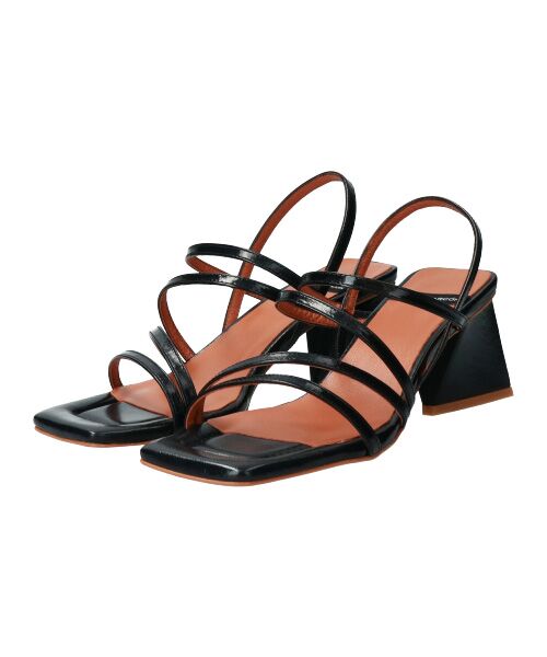 INTER-CHAUSSURES / インター ショシュール サンダル | 【ANGEL ALARCON】スクエアトウストラップサンダル（ブラックエナメル）