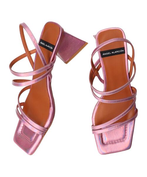 INTER-CHAUSSURES / インター ショシュール サンダル | 【ANGEL ALARCON】スクエアトウストラップサンダル（ピンク）