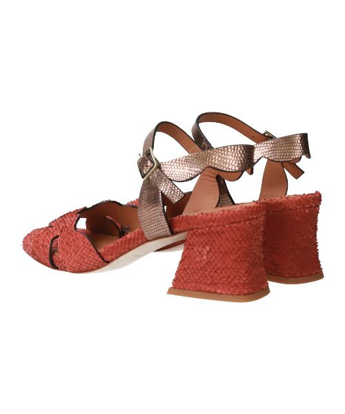 INTER-CHAUSSURES / インター ショシュール サンダル | 【DUCCIO DEL DUCA】異素材コンビチャンキーヒールサンダル | 詳細2