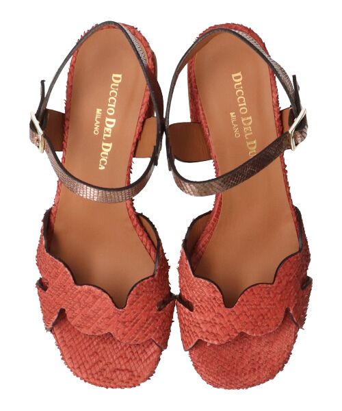 INTER-CHAUSSURES / インター ショシュール サンダル | 【DUCCIO DEL DUCA】異素材コンビチャンキーヒールサンダル | 詳細4