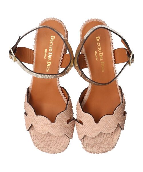 INTER-CHAUSSURES / インター ショシュール サンダル | 【DUCCIO DEL DUCA】異素材コンビチャンキーヒールサンダル | 詳細12