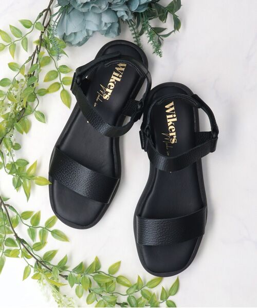INTER-CHAUSSURES / インター ショシュール サンダル | 【WIKERS】ソフトスクエアトウ厚底サンダル（ブラック）