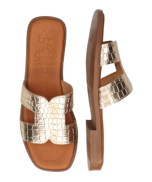 INTER-CHAUSSURES / インター ショシュール サンダル | 【Oh my Sandals】スクエアトウ型押しレザーフラットサンダル | 詳細7