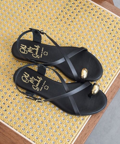 INTER-CHAUSSURES / インター ショシュール サンダル | 【Oh my Sandals】メタルサムリングサンダル（ブラック）