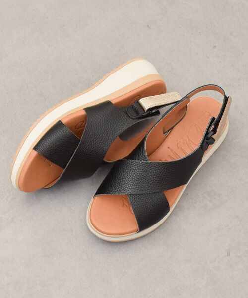 INTER-CHAUSSURES / インター ショシュール サンダル | 【Oh my Sandals】クロスベルトウエッジサンダル（ブラック）