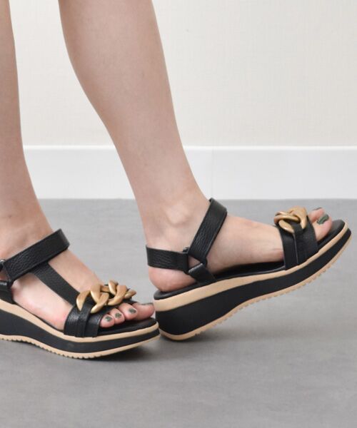 INTER-CHAUSSURES / インター ショシュール サンダル | 【Oh my Sandals】メタルチェーンベルクロサンダル（ブラック）