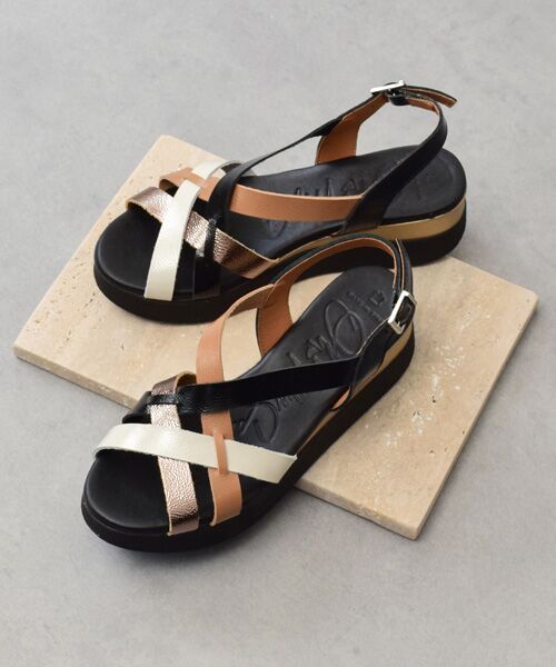 INTER-CHAUSSURES / インター ショシュール サンダル | 【Oh my Sandals】カラーコンビ厚底サンダル（ブラックコンビ）