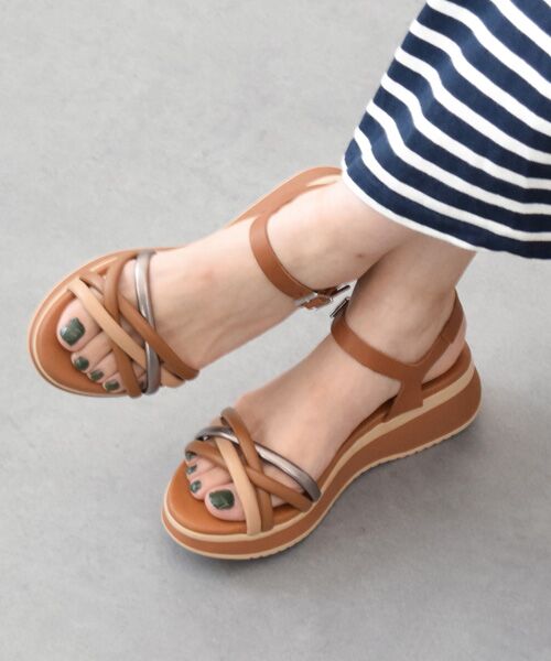 INTER-CHAUSSURES / インター ショシュール サンダル | 【Oh my Sandals】厚底アンクルストラップサンダル（ブラウンコンビ）