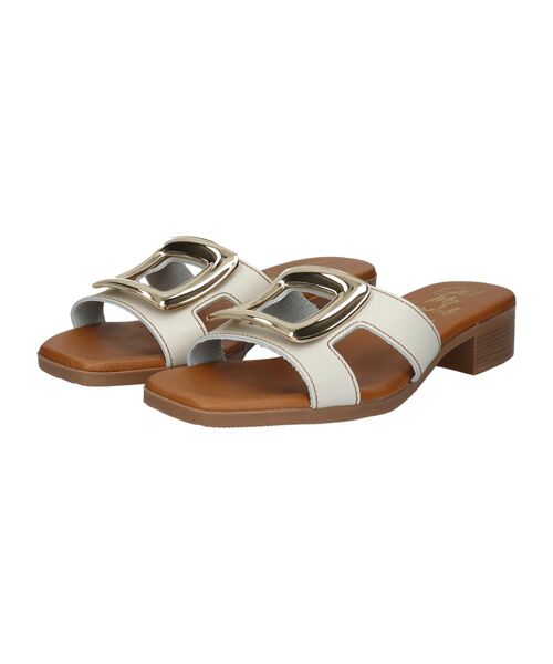INTER-CHAUSSURES / インター ショシュール サンダル | 【Oh my Sandals】メタルバックルローヒールミュールサンダル | 詳細1