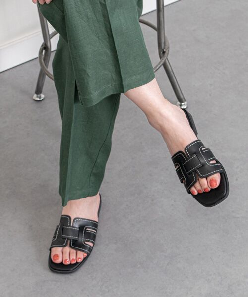 INTER-CHAUSSURES / インター ショシュール サンダル | 【Oh my Sandals】ステッチフラットミュールサンダル | 詳細8