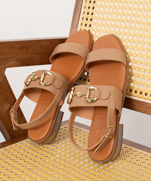 INTER-CHAUSSURES / インター ショシュール サンダル | 【Oh my Sandals】ローヒールバックバンドビットサンダル（ベージュ）