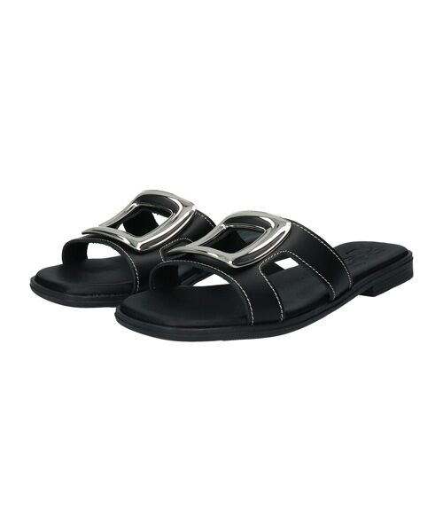 INTER-CHAUSSURES / インター ショシュール サンダル | 【Oh my Sandals】メタルバックルフラットサンダル（ブラック）