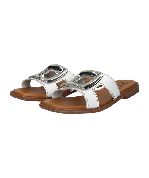 INTER-CHAUSSURES / インター ショシュール サンダル | 【Oh my Sandals】メタルバックルフラットサンダル（ホワイト）