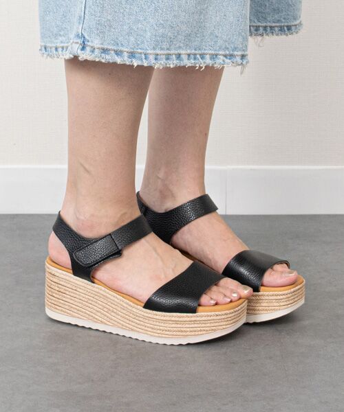 INTER-CHAUSSURES / インター ショシュール サンダル | 【Oh my Sandals】厚底アンクルストラップサンダル(ブラック)