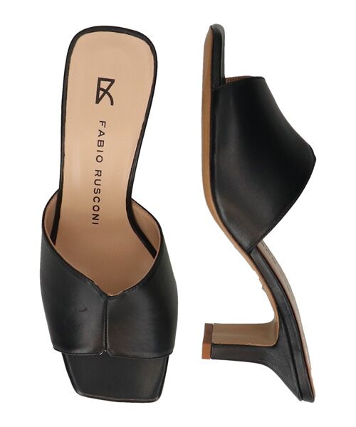 INTER-CHAUSSURES / インター ショシュール サンダル | 【FABIO RUSCONI】スクエアトウセンターシームミュール（ブラック）