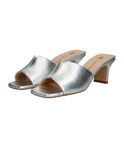 INTER-CHAUSSURES / インター ショシュール サンダル | 【FABIO RUSCONI】スクエアトウセンターシームミュール（シルバー）