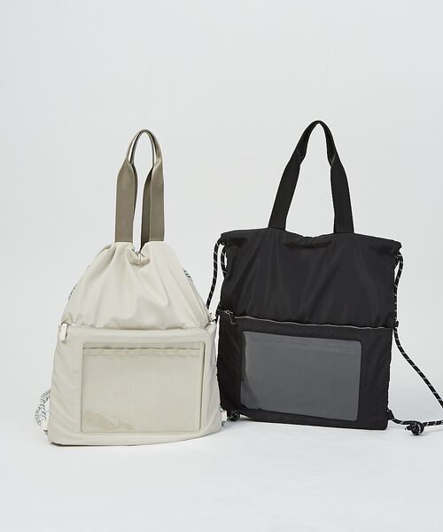 美品 LOWELL things ブラックナイロン トートバッグ 大容量 オシゴトナップサックトート【推し活】【予約】 （トートバッグ