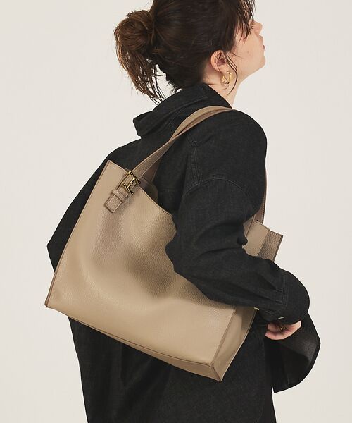 LOWELL Things / ロウェルシングス トートバッグ | Peak/メタルモチーフオープントート（グレージュ）