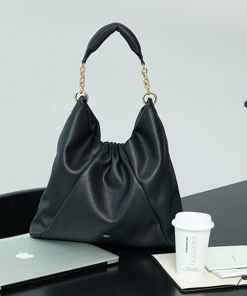 LOWELL Things/ロウェルシングス Sque/ギャザーワンショルダーバッグ ブラック F