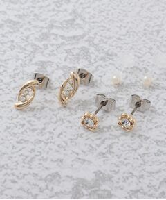 ITS'DEMO / イッツデモ ピアス・イヤリング | 6Pビジューオーバルセットピアス