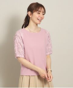 ◆【ドライなタッチ／体型カバー】袖ジャカードプルオーバー